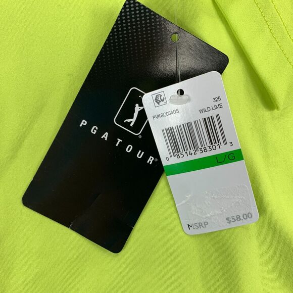 PGA Tour Mens Tour Style Performance Long Sleeve T-Shirt Lime Green L - Picture 2 of 4